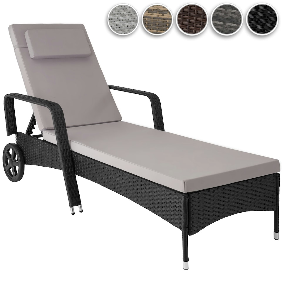 image 1 of Sun Lounger Cassis - 6-step adjustable backrest, removable headrest, with wheels | Grey | grey | 1