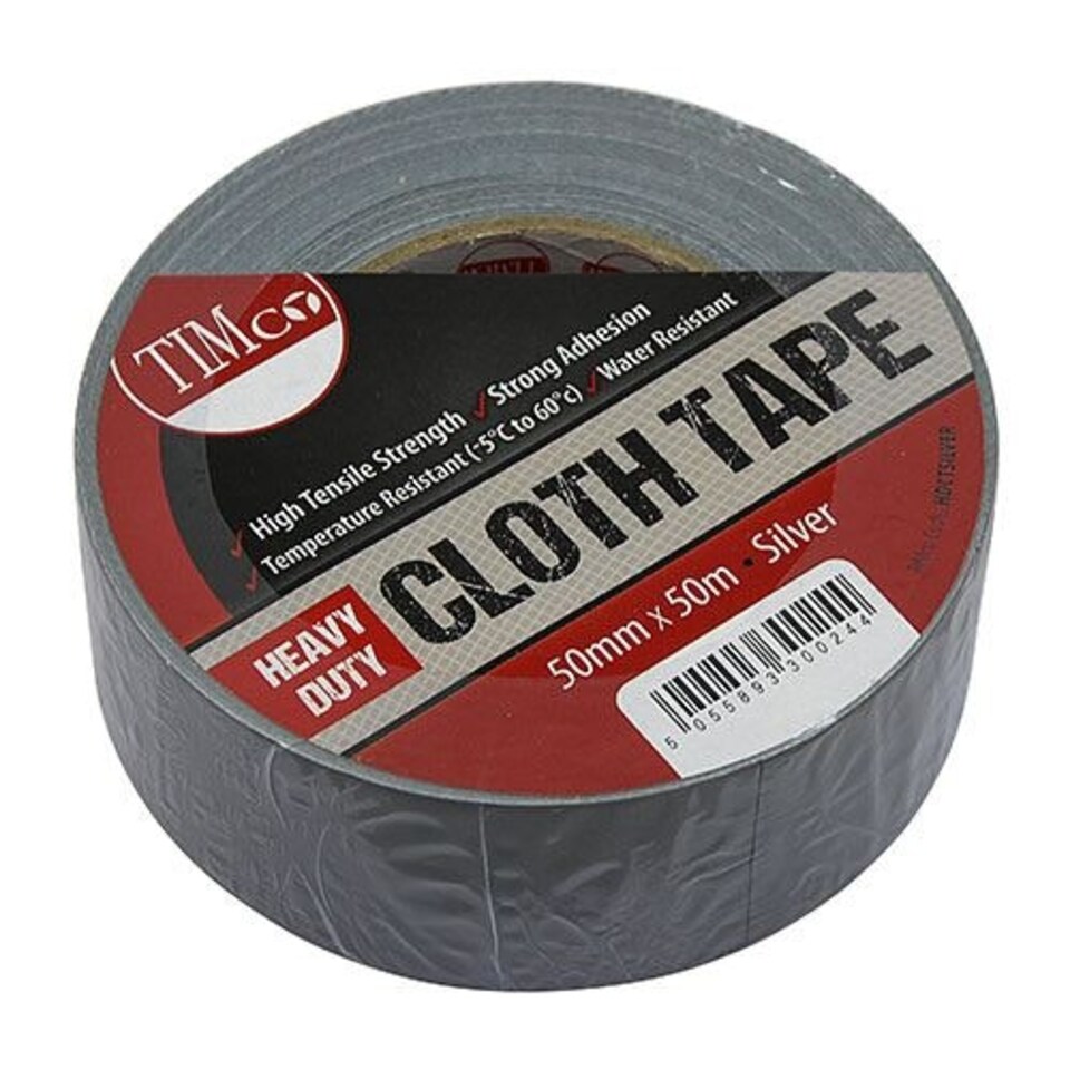 image 1 of Timco - Heavy Duty Cloth Tape - Silver (Size 50m x 50mm - 1 Each)