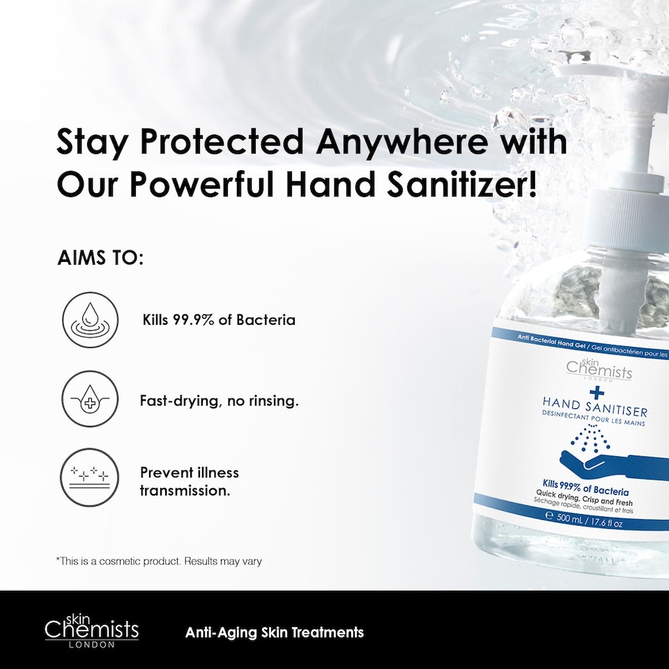 image 1 of skinChemists Hand Sanitiser 500ml x 2 Duo Set
