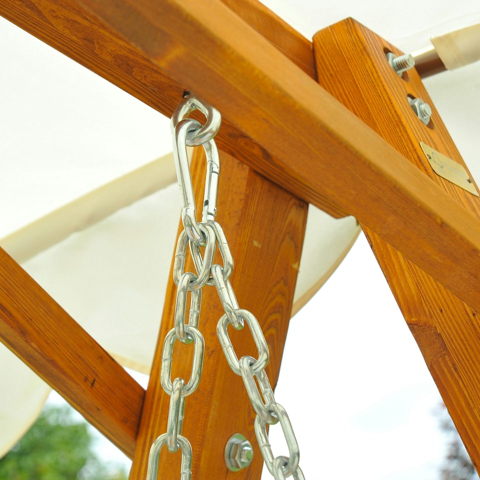 image 1 of Outsunny Swing Chair 3 Seater Swinging Wooden Hammock Garden Seat Outdoor Canopy