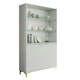 image 1 of White Display Cabinet 100cm Ribbed Doors Gold Legs Modern Storage Unit | White