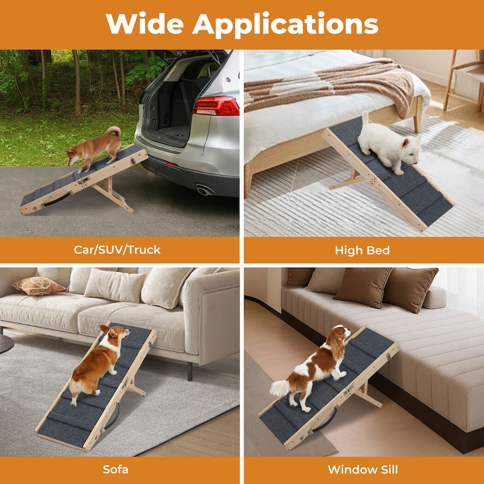 image 1 of Skylos Adjustable Dog Pet Ramp Foldable Stairs Non-Slip Ramp for Car Bed Sofa