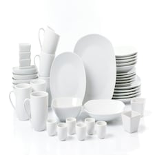 42pc White Porcelain Square Dinner Set