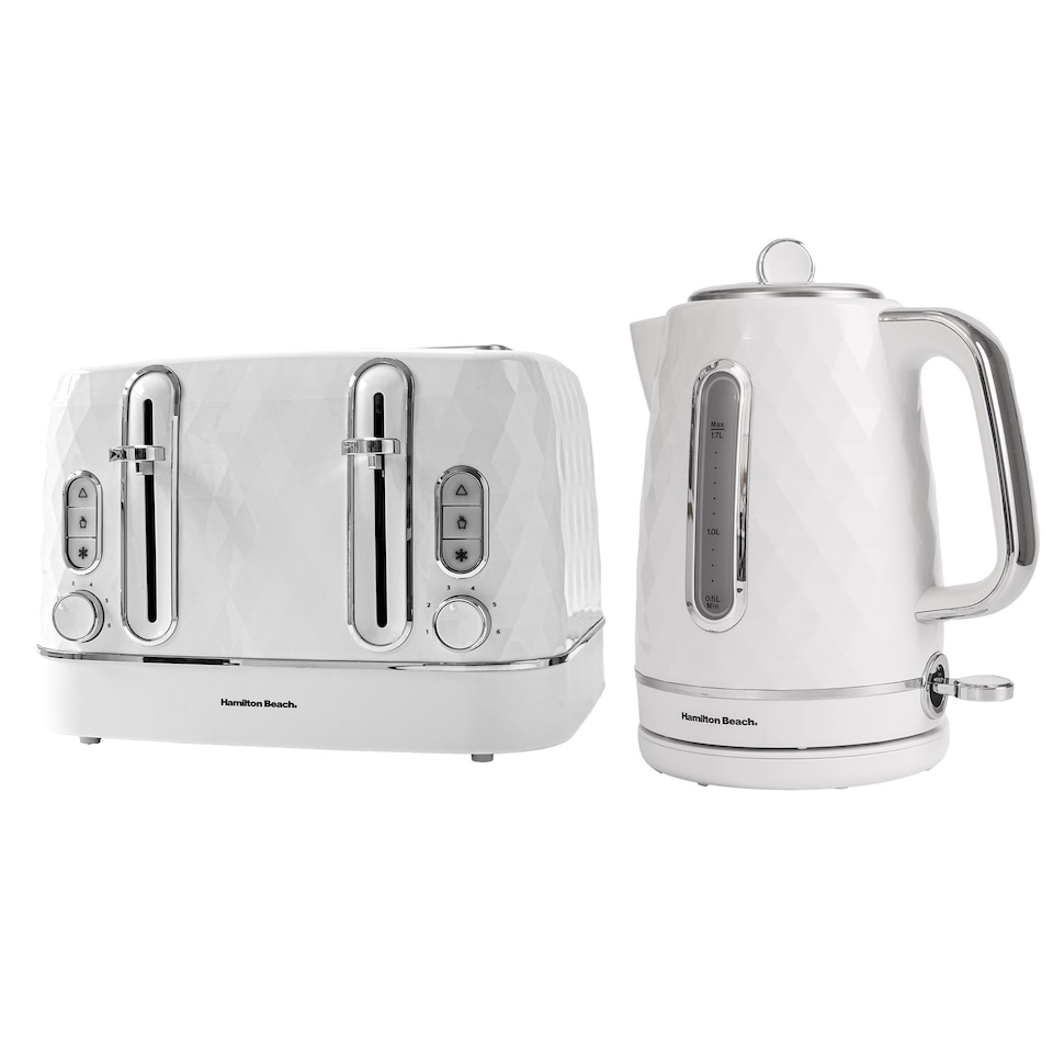 image 1 of Hamilton Beach Diamond Kettle & Toaster Set White