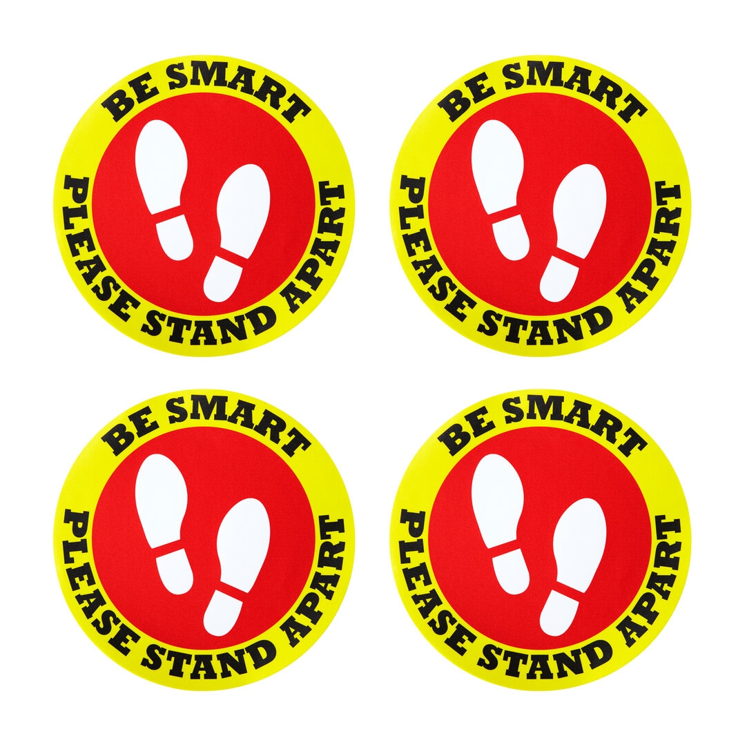 Orsina Warning Floor Sticker Be Smart Please Stand Apart Set of 4