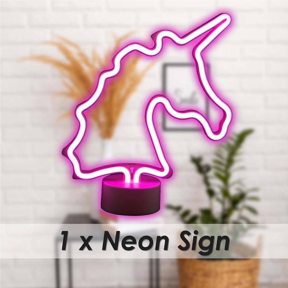 image 1 of PMS Unicorn Neon Light Battery Powered Multi-coloured - 28cm x 59cm
