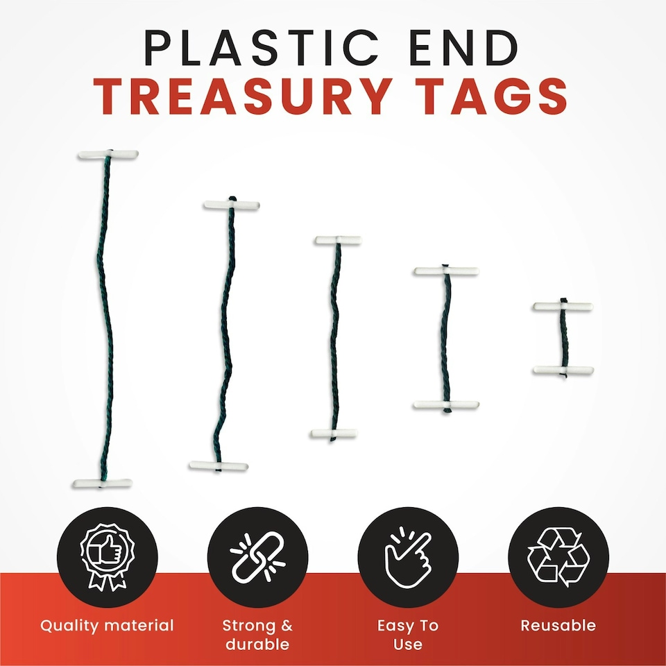 image 1 of Pack of 100 76mm Plastic End Treasury Tags