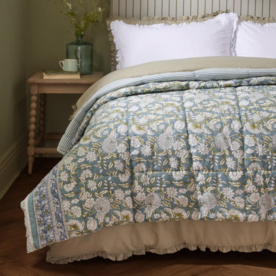 image 1 of Wylder Annabelle Cotton Floral Quilted Bedspread