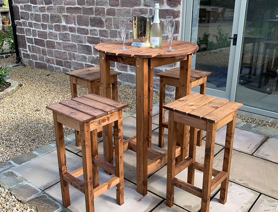 image 1 of Alfresco Bar Set Four Seater - L170 x W170 x H110 - Redwood
