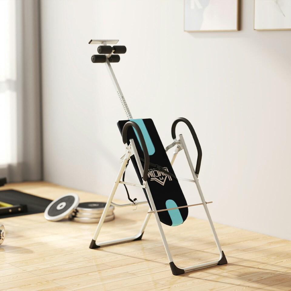 image 1 of HOMCOM Foldable Therapy Gravity Inversion Table AB Exercise Bench Home Fitness