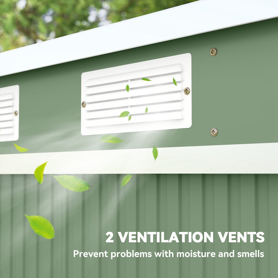 image 1 of Outsunny 7 x 4ft Waterproof Metal Garden Storage Shed w/ Double Door Green