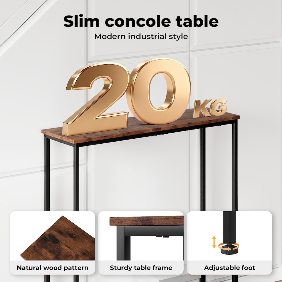 image 1 of Narrow Console Table Slim Entryway Hallway Sofa Table Display Shelf Industrial