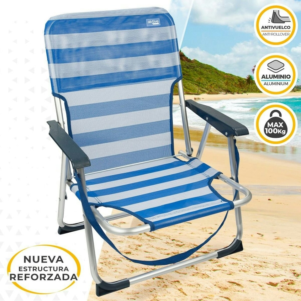 image 1 of Beach Chair Aktive Foldable Blue 44 x 72 x 35 cm (4 Units) N/A
