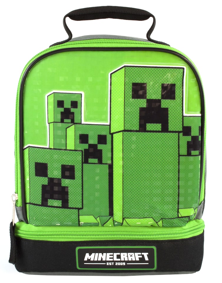 image 1 of Minecraft Boys Green Creeper Zip Lunch Bag (One Size)