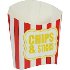 Amscan Chips & Fries Stripe Disposable Container - White/Red/Yellow - One Size