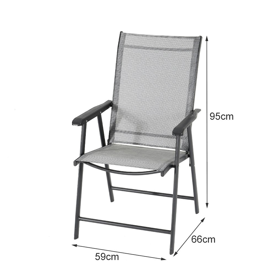 image 1 of Living and Home Metallic Frame Fabric Foldable Chair Set of 2 - Black