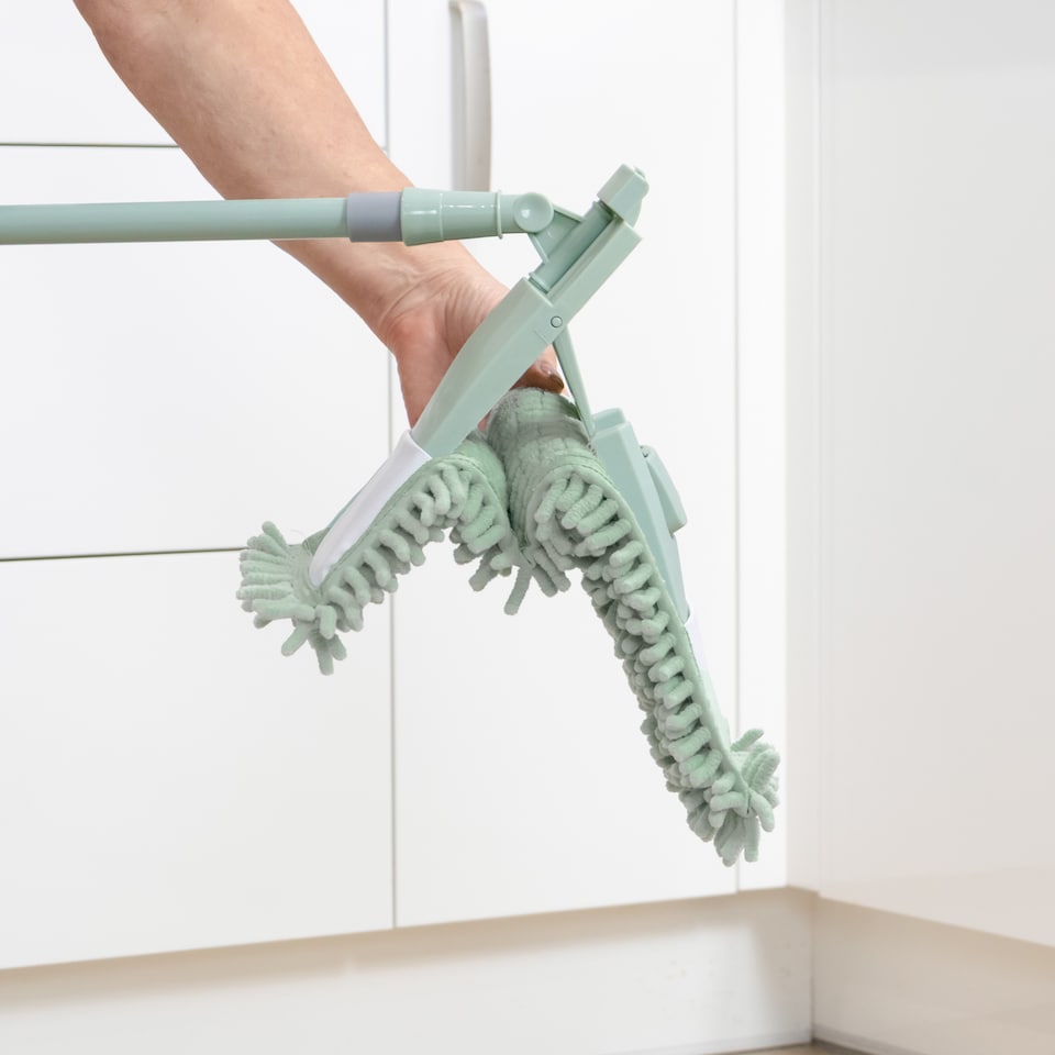 image 1 of JVL Extendable Chenille Mop with 2 Replacement Heads,  Green