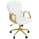 image 9 of Vinsetto Home Office Chair Button Tufted Desk Chair with Swivel Wheels White