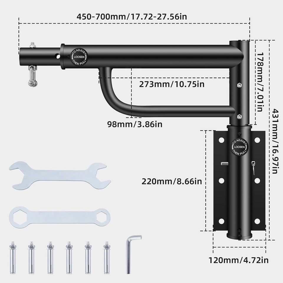 image 1 of Gr8 Home Boxing Punch Bag Wall Mounted Bracket Adjustable Heavy Duty Steel Hook Hanger