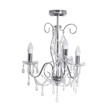 ValueLights Viscount 3 Way Silver Jewel Chandelier Ceiling Pendant Light | Chrome