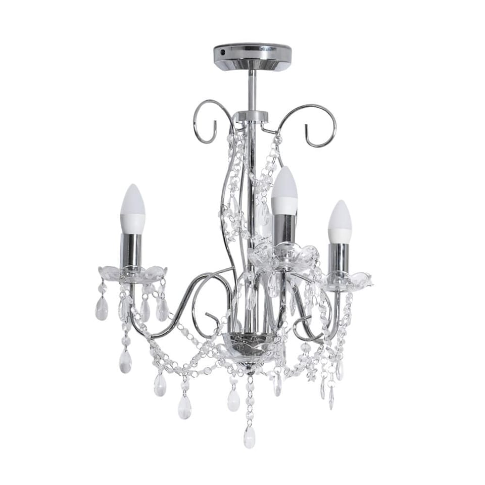 image 1 of ValueLights Viscount 3 Way Silver Jewel Chandelier Ceiling Pendant Light | Chrome