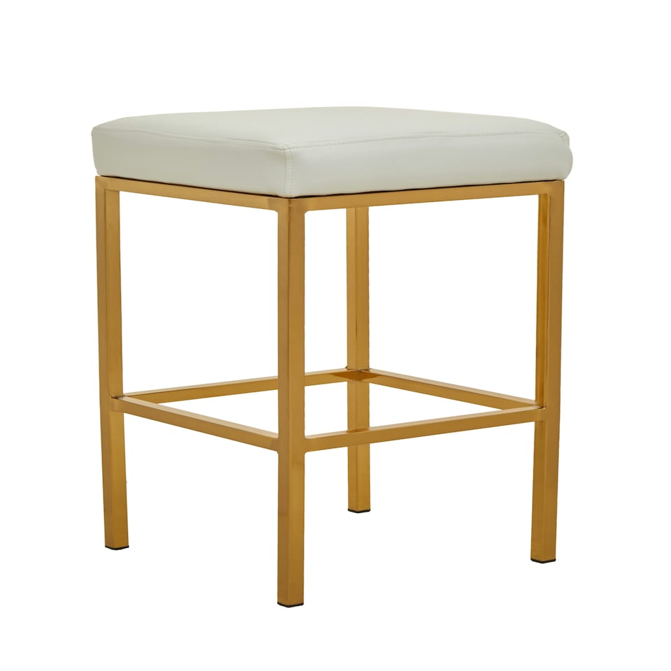 image 1 of Interiors by Premier Baina White Pu And Gold Finish Bar Stool