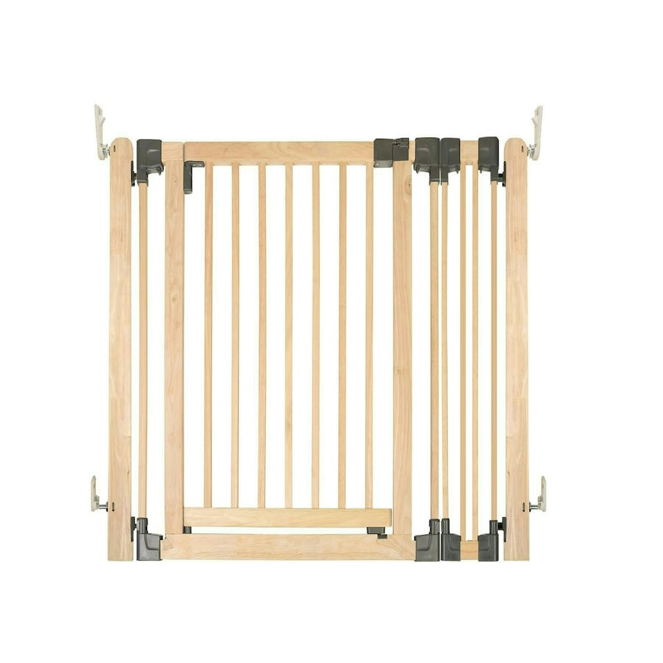 image 1 of Safetots Wooden Multi Panel Room Divider, up to 116cm, Natural Wood, 76cm Tall, Multi Panel Flexible Room Barrier, Room Divider with Door for Baby Cream | Natural
