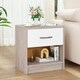 image 4 of COSTWAY Bedroom Nightstand 3-Tier Table w/Drawer Light Grey Grey
