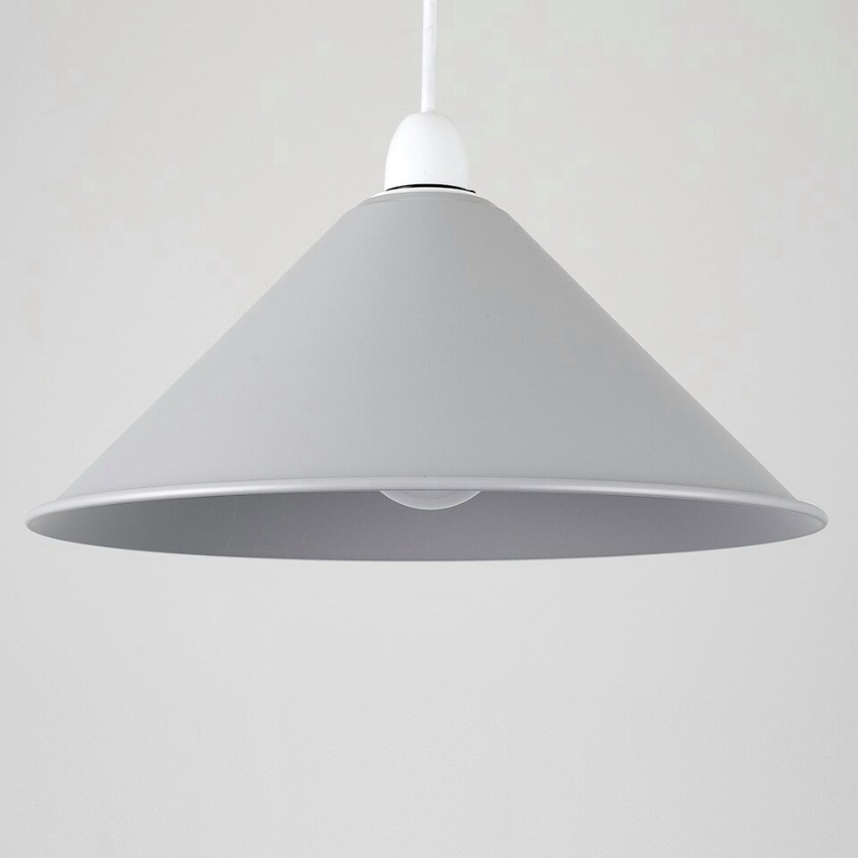 image 1 of ValueLights Waywell Grey Tapered Ceiling Light Shade with E27 LED Bulb
