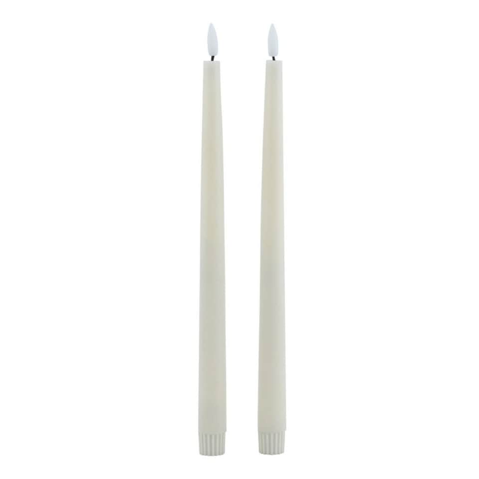 image 1 of Luxe Collection LED Dinner Candles (Set of 2) - Wax - L2 x W2 x H25 cm - Taupe Brown | Brown