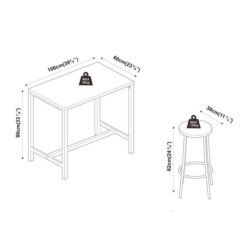 image 1 of CANCUN Bar Table & Stools Set Kitchen Dining Breakfast Industrial Furniture | Multi | 5 Piece White Marble