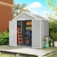 image 2 of Outsunny 6 x 5ft Garden Shed, Plastic Shed with Floor, Window, Lockable Doors and Vents, Wood Effect Resin Tool Shed for Outdoor Patio, Light Grey | Grey | 1