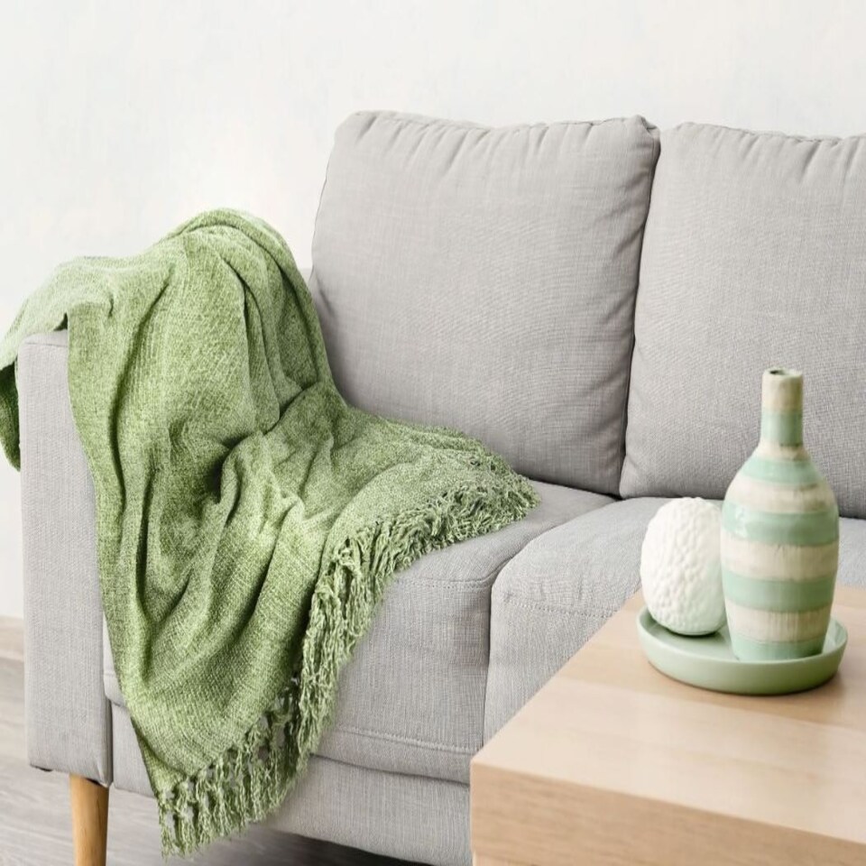 image 1 of Camilla Collection Chenille Throw in Meadow Green (50" x 60") Green | Green