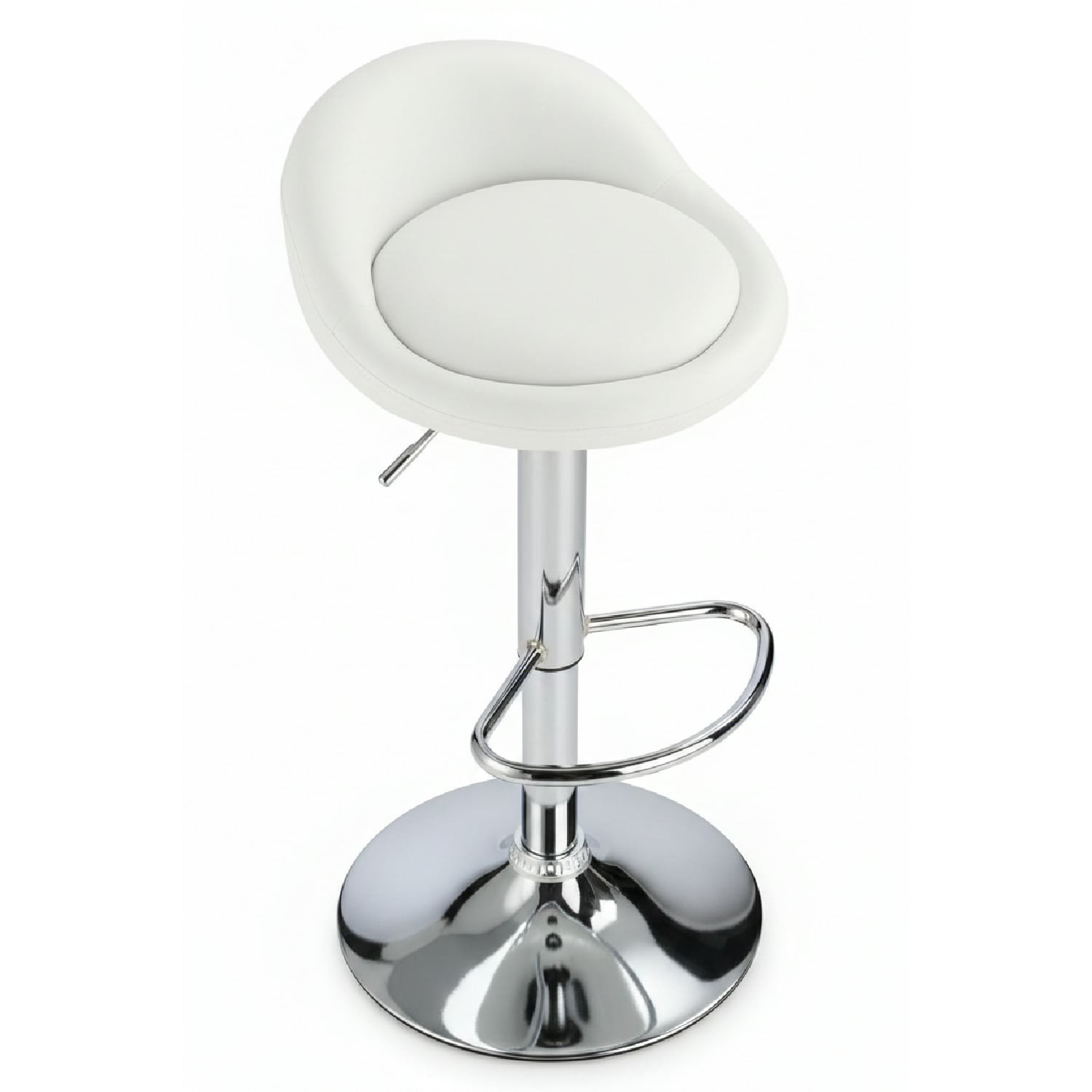 Gaor Adjustable, Breakfast Bar Stool - Faux Leather, Padded Swivel Seat - White