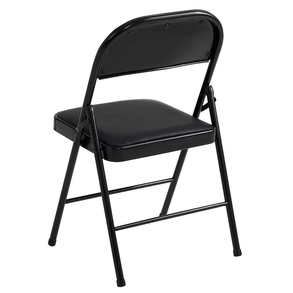 image 1 of Set of 2 Folding Dining Chairs Metal Frame Padded Seats