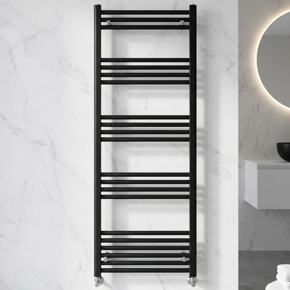 image 1 of Balterley Straight Heated Heated Towel Rail Radiator, 930W | Black | Matt Black