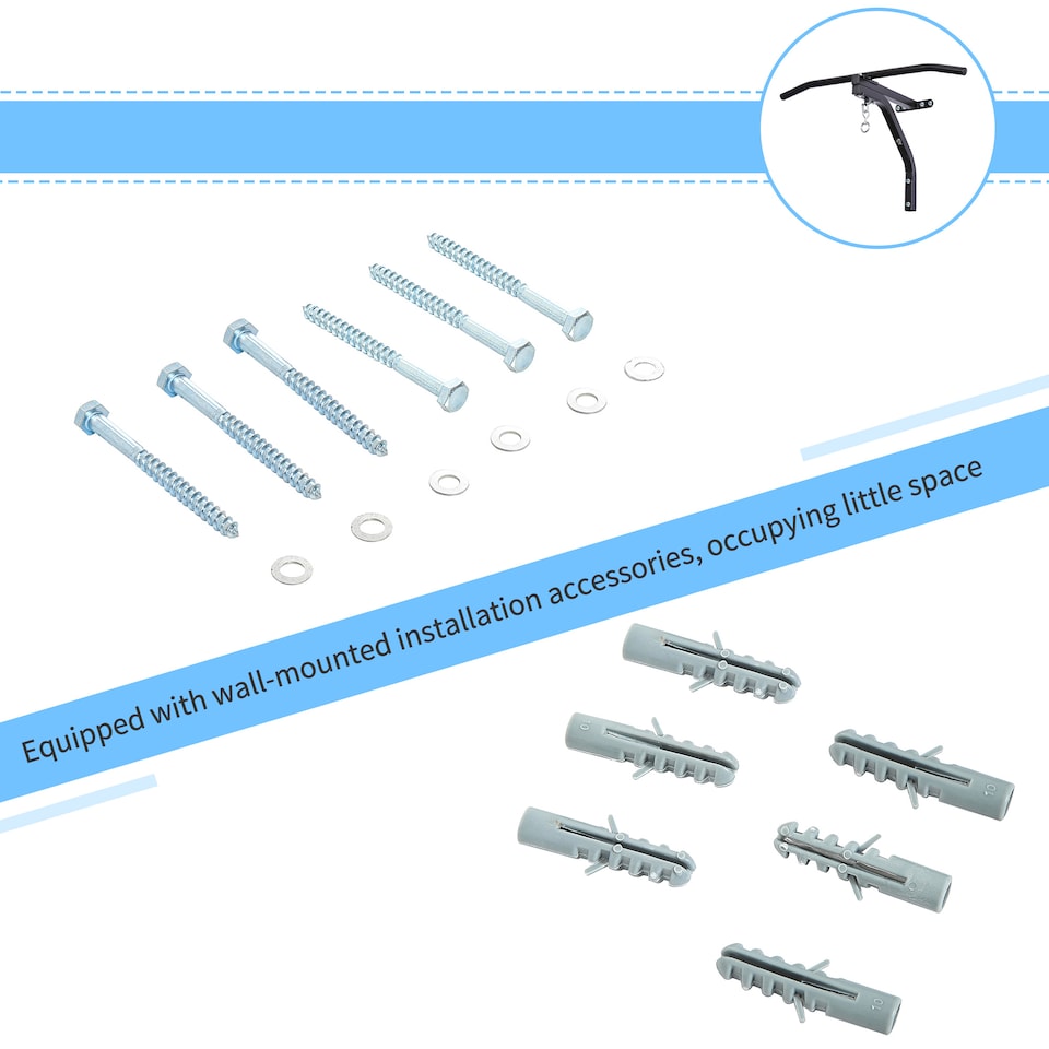 image 1 of HOMCOM Heavy Punch Bag Hanger Wall Mount Chain Swivel Bracket Bar Steel, Black | Black | Black | 93L x 47D x 51H cm