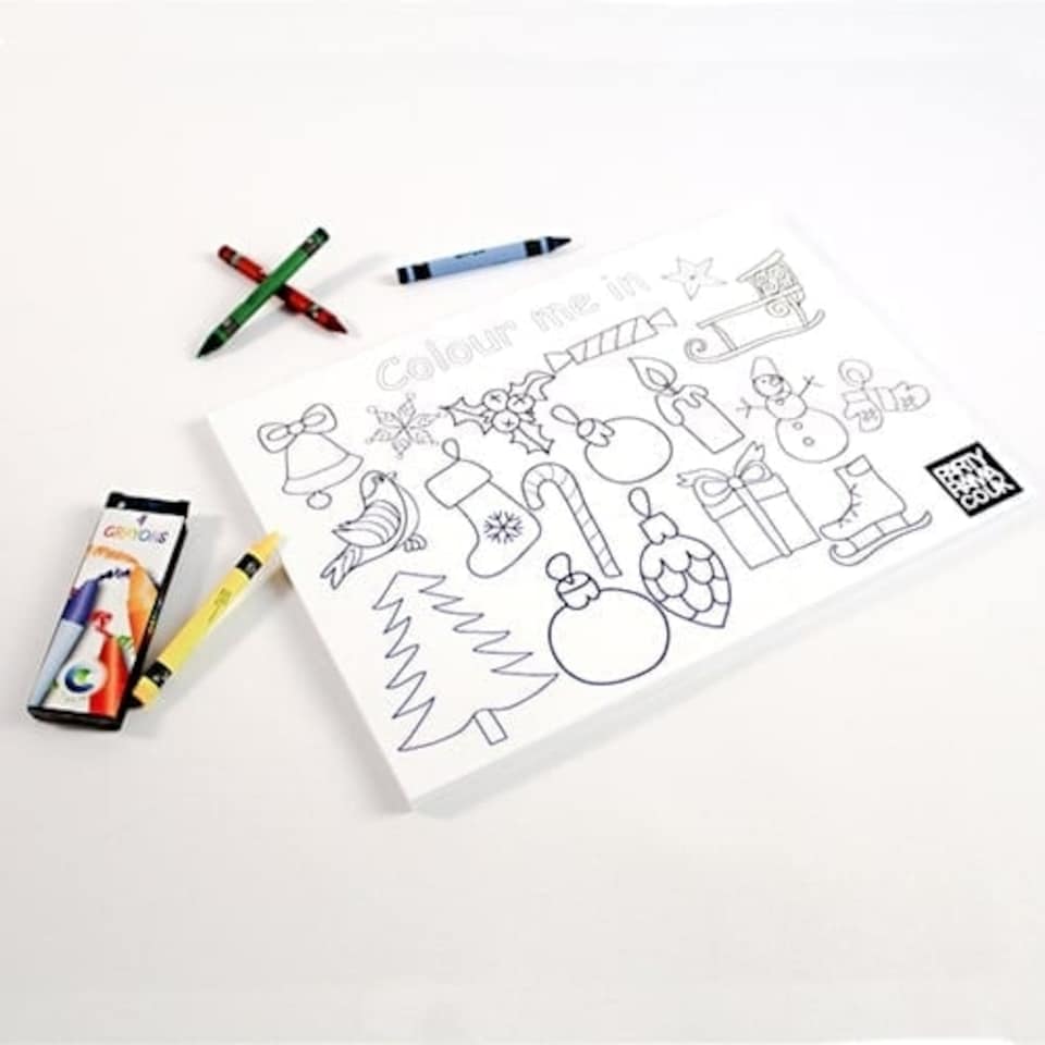 Christmas Themed A4 Colouring sheet With 4 Crayons