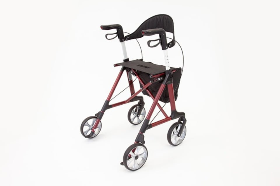 image 1 of The Ramp People TRP7 Folding Rollator Walker with Seat, Bag & Backrest - Red