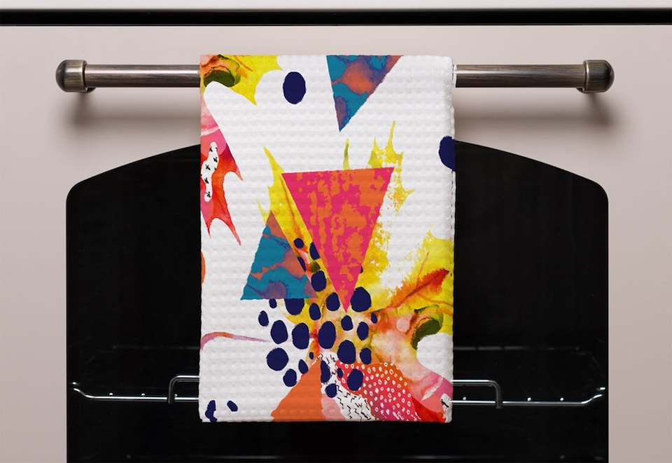 image 1 of Maple Leaves & Geometric Patterns (Kitchen Towel)