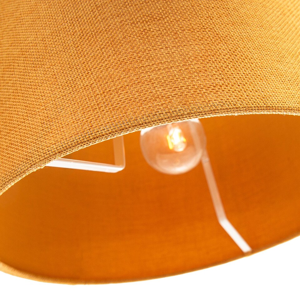 image 1 of Contemporary and Sleek 12 Inch Ochre Linen Fabric Drum Lamp Shade 60w Maximum | Yellow | Ochre | 1