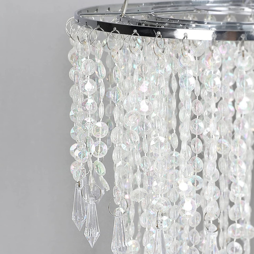image 1 of CGC LIZA Large Crystal & Chrome Ceiling Pendant Shade | Silver | Silver | Large