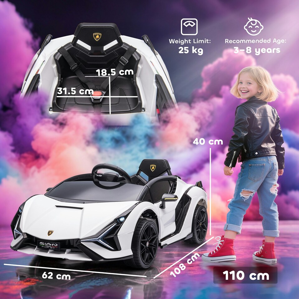 image 1 of HOMCOM Lamborghini SIAN 12V Kids Electric Ride On Car Toy w/ Remote Control