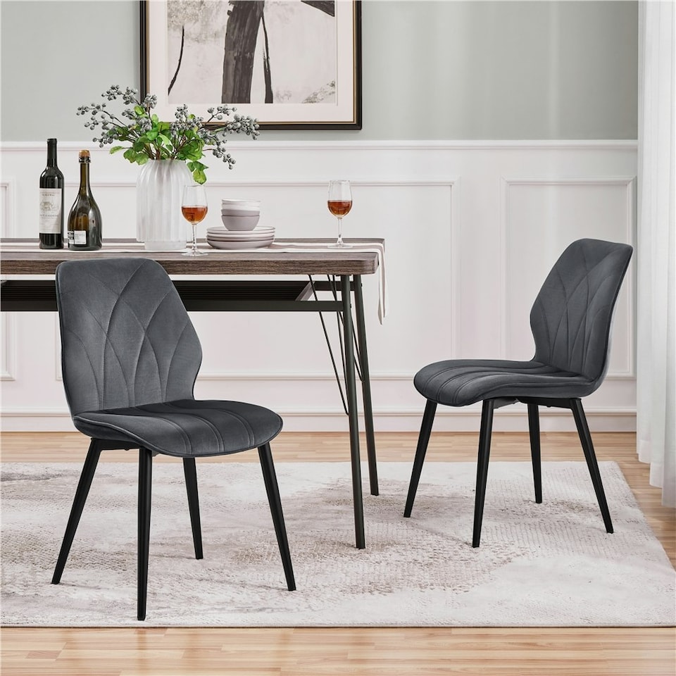 image 1 of Yaheetech Set of 2 Faux Leather Dining Kitchen Chairs Grey | Dark Grey