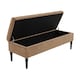 image 5 of 180cm Safar Plain Ottoman Storage Bench -Naples Shoes Bench with Black Turned Wooden Legs - Brown Upholstery Footstool Storage