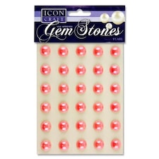 Pack of 30 Pearl Pink Self Adhesive 14mm Gem Stones by Icon Craft