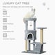image 2 of PawHut 100cm Cat Condo Tree Tower with Scratching Post, Perch, Light Grey