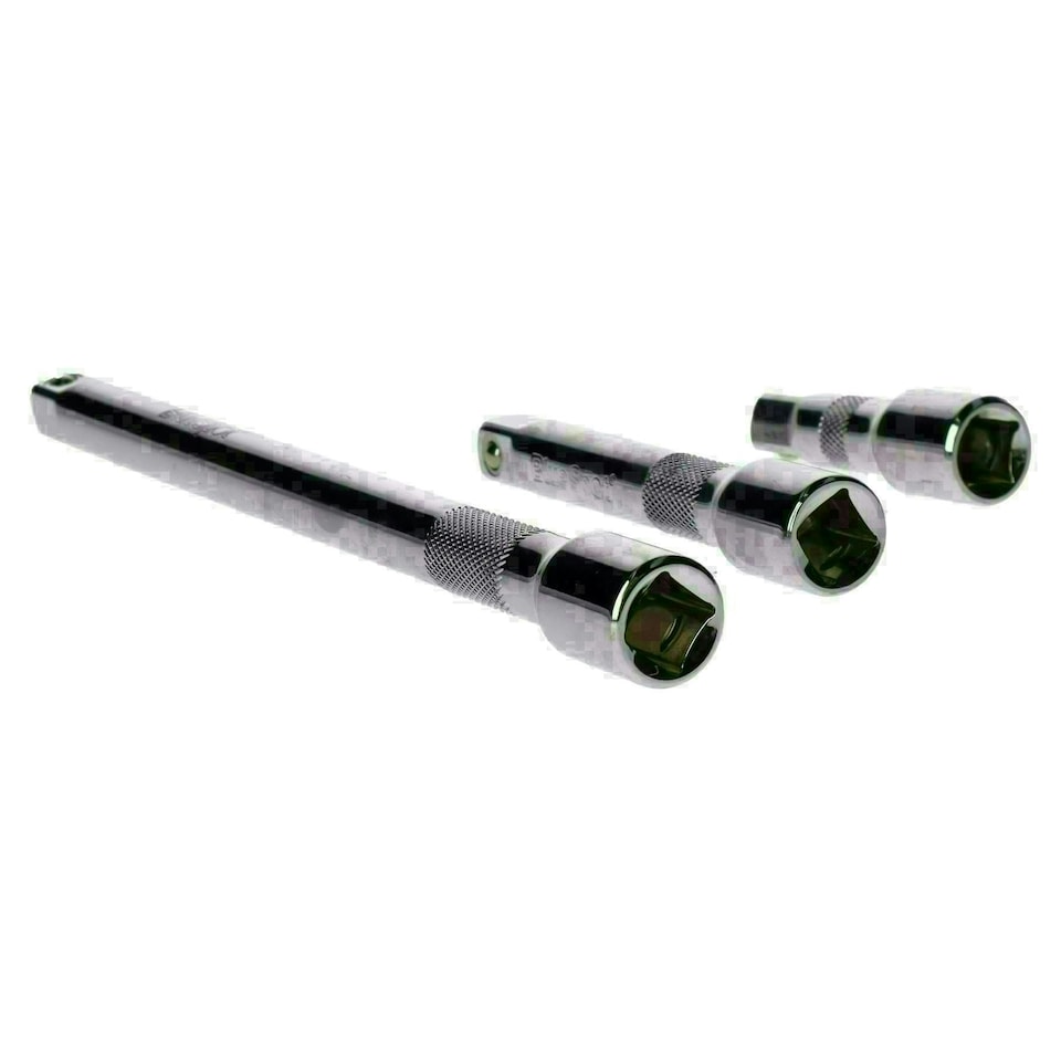 image 1 of 3pc 1/2" Drive Straight Socket Ratchet Extension Bar Set 75mm 125mm 250mm