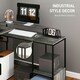 image 5 of HOMCOM L Shaped Desk, Computer Table with Liftable Desktop, Charcoal Grey Grey | Charcoal Grey