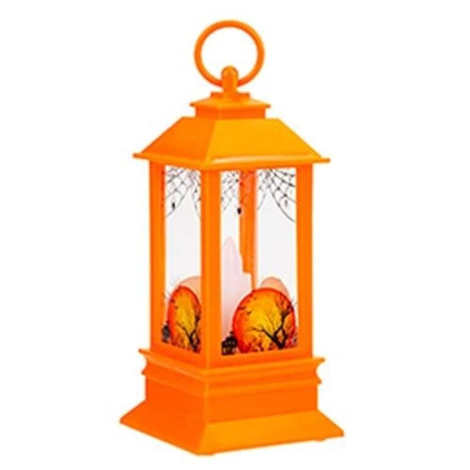 Orange Spooky Halloween Mini Light Up Lantern 14cm